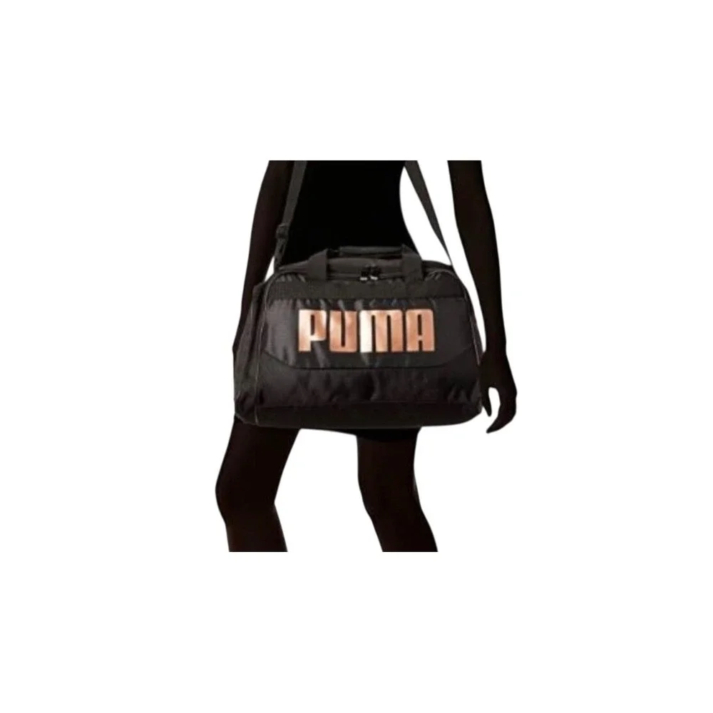 Puma‎ Black Rose Gold Logo Gym Duffel Bag Weekend Travel Sport Carry-On